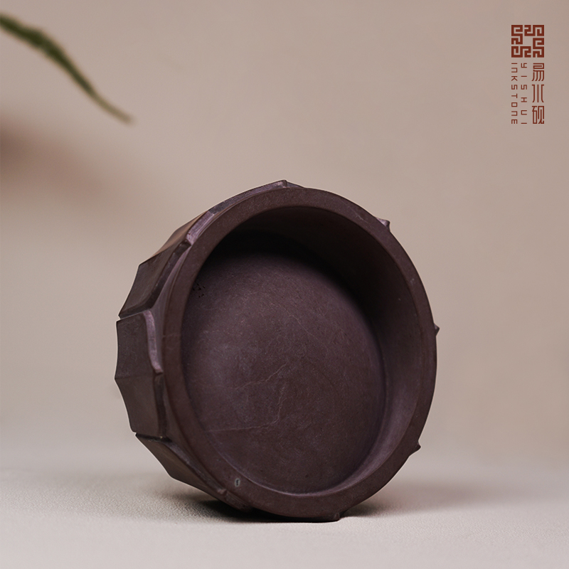 易水硯毛筆硯臺文房四寶書(shū)法專(zhuān)用仿古硯臺墨條磨墨天然原石大師作品書(shū)法實(shí)用硯禮品收藏硯《蓮花馬蹄硯》5寸 紫翠石